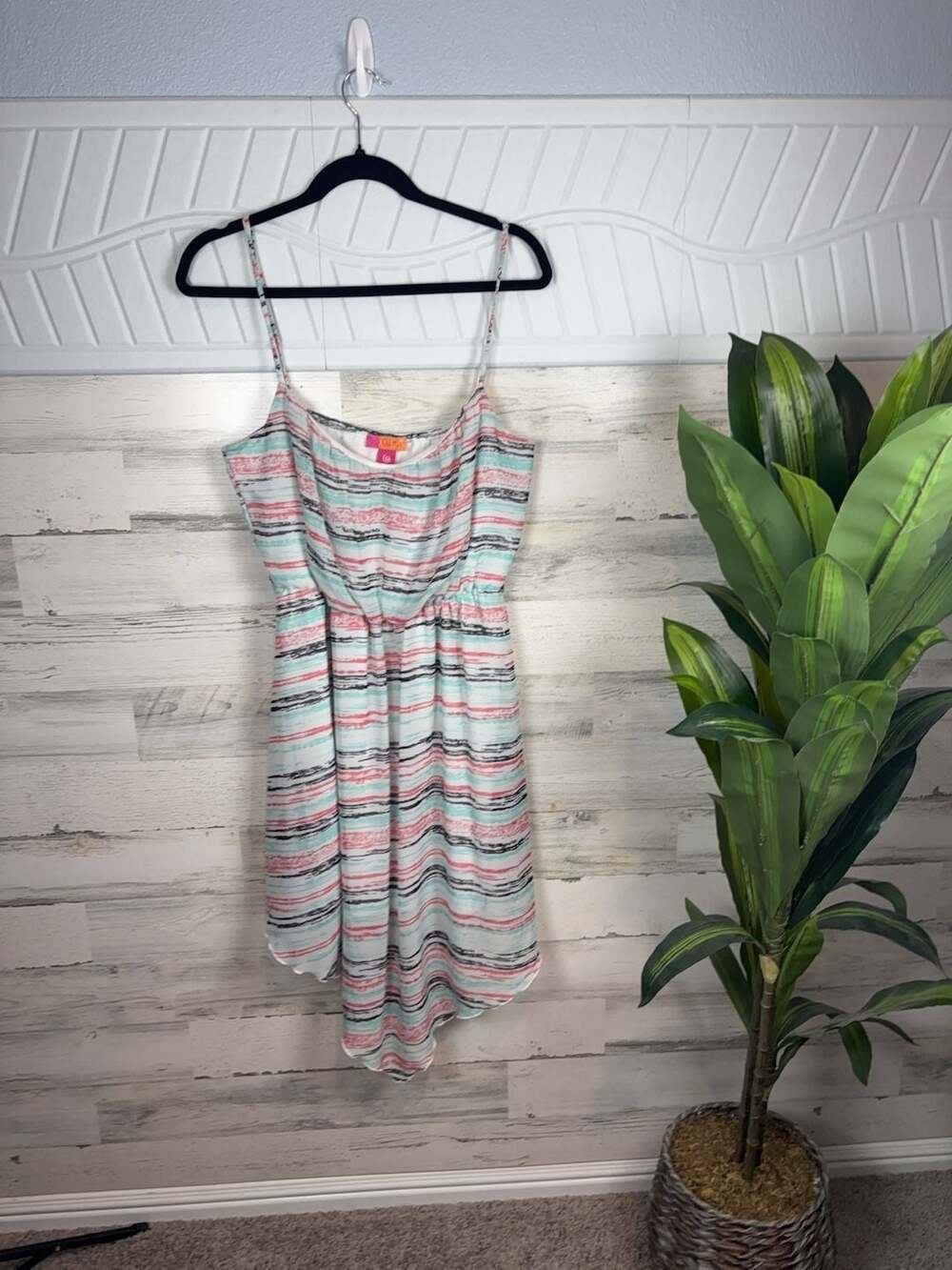 Catch My I Women's XL Striped High-Low Spaghetti Strap Dress